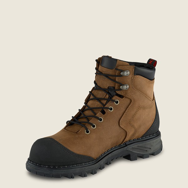 Red Wing Safety Boots Brown/Black - Mens Burnside - 6-inch Waterproof Toe - 8916-ORKGI